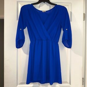 Like New Tovia Elegant Cobalt Royal Blue Mini Long 3/4 Sleeve Dress - Size M 💙